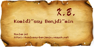 Komlóssy Benjámin névjegykártya